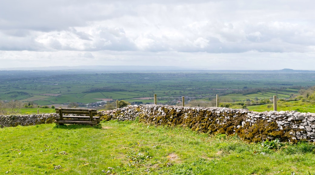 View from Deerleap viewpoint in the Mendip Hills looking across the Somerset landscape.