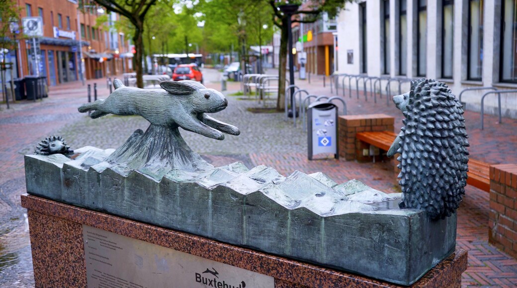 Hare and Hedgehog Landmark of historic city of Buxtehude in Northern Germany - travel photography