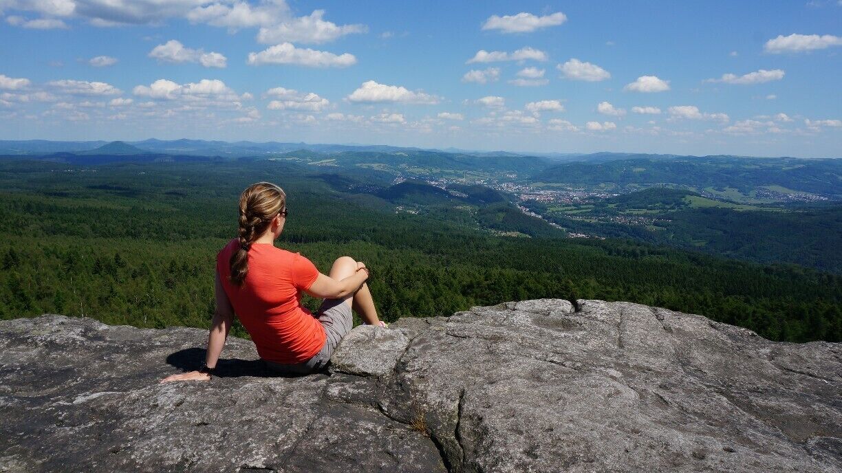 Looking out at my dad's home town of Decin in the Czech Republic after a wonderful hike through the forest. 
