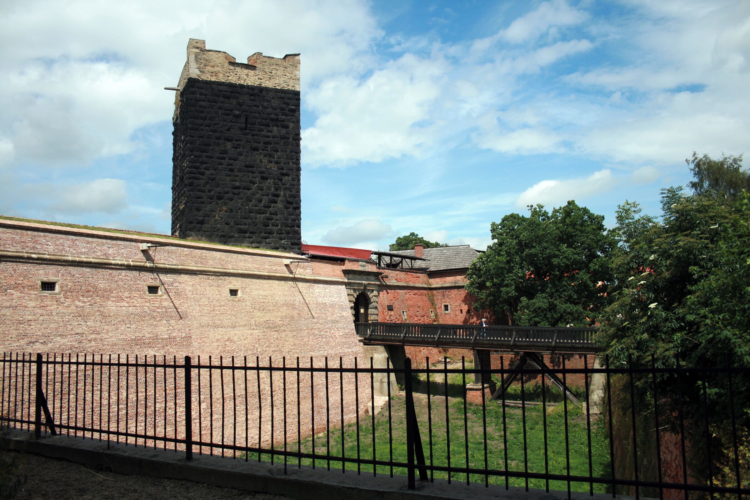 Entrance into Cheb castle with Black tower, west of Czech Republic