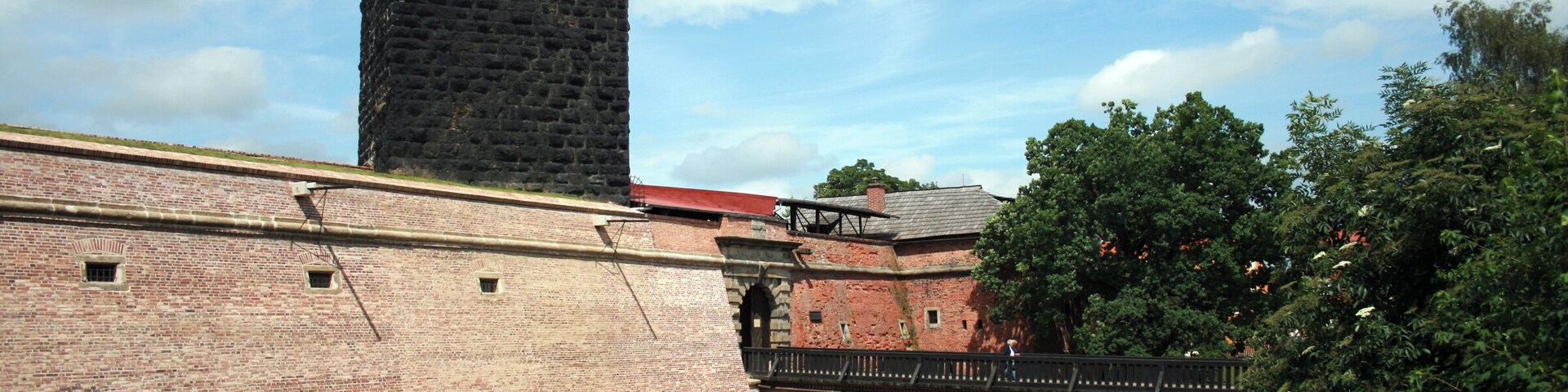 Entrance into Cheb castle with Black tower, west of Czech Republic
