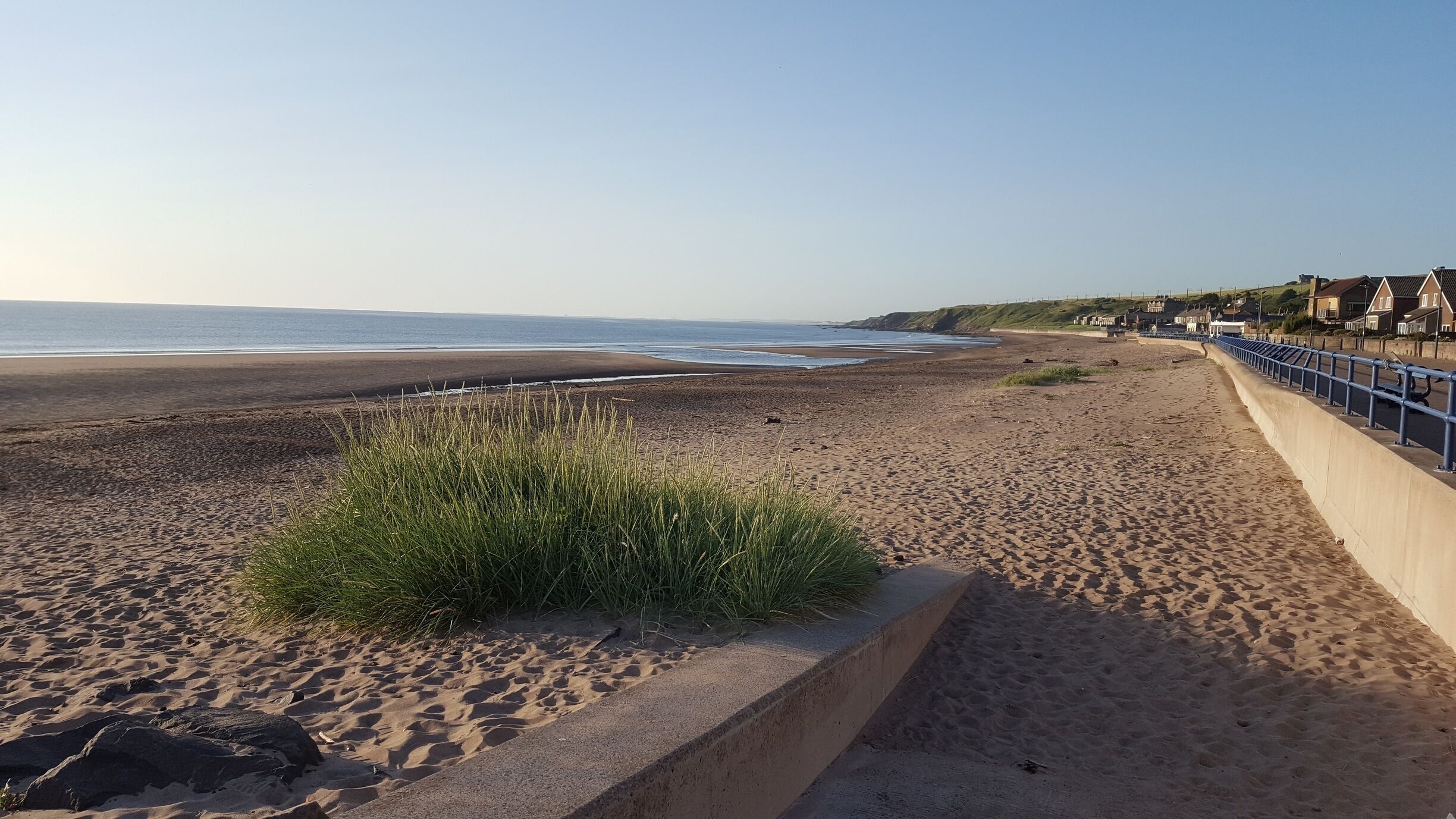 Tides out at Spittal beach, looking south to Holy Island and Bamburgh Castle