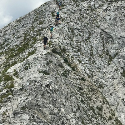 Hiking up the rocky top...