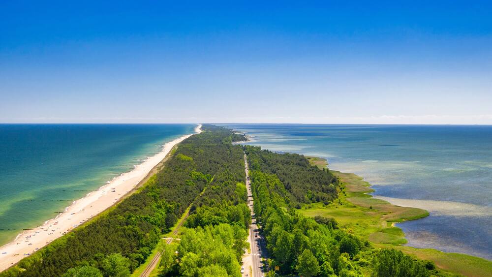 The coastline of the Baltic Sea with beautiful beaches on the Hel Peninsula, Poland