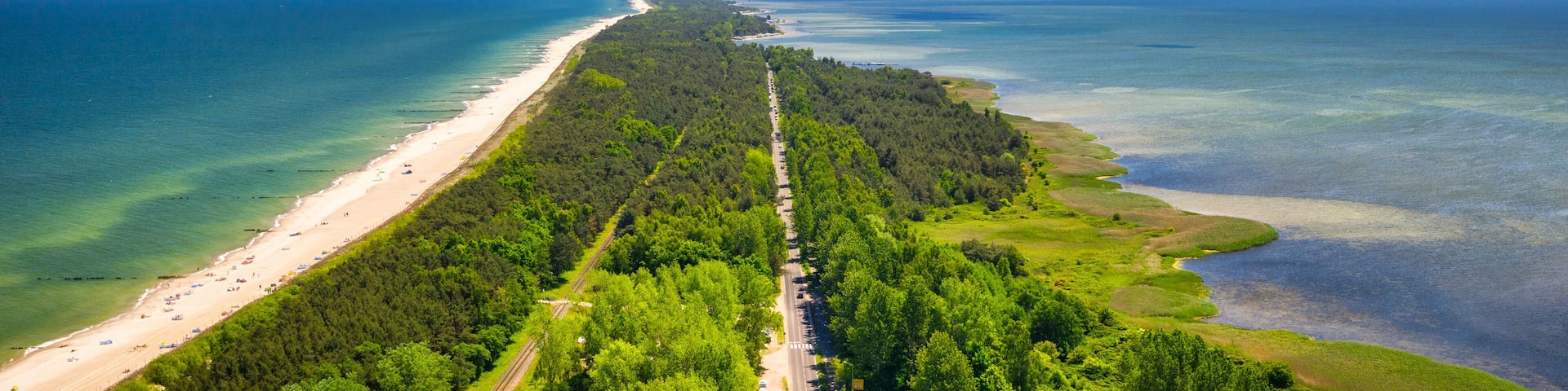 The coastline of the Baltic Sea with beautiful beaches on the Hel Peninsula, Poland