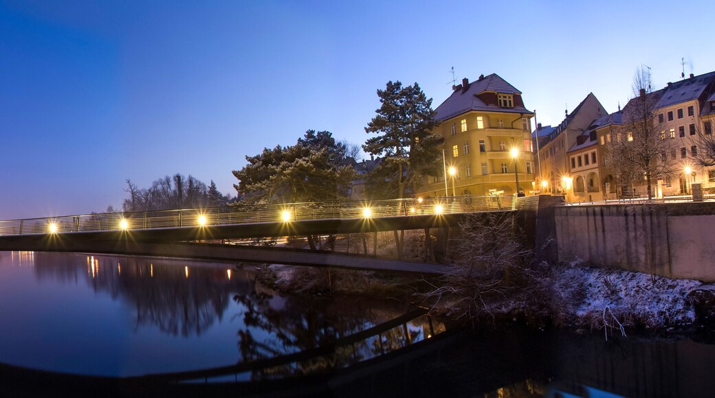 goerlitz historic city germany with poland border panorama at night
