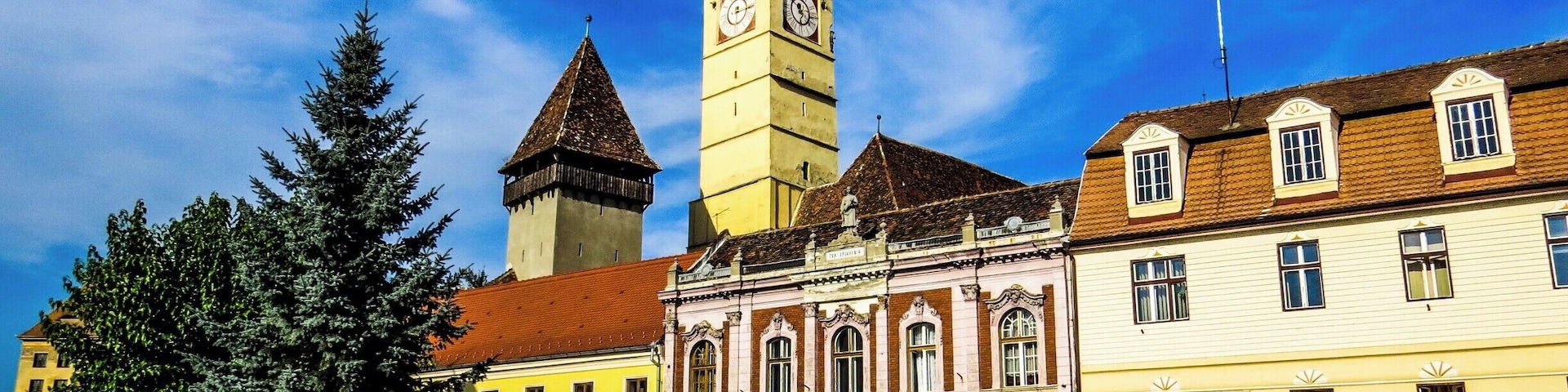 Medias, located in the middle basin of Târnava Mare River, at 39 km from Sighisoara, Transylvania region, Romania.