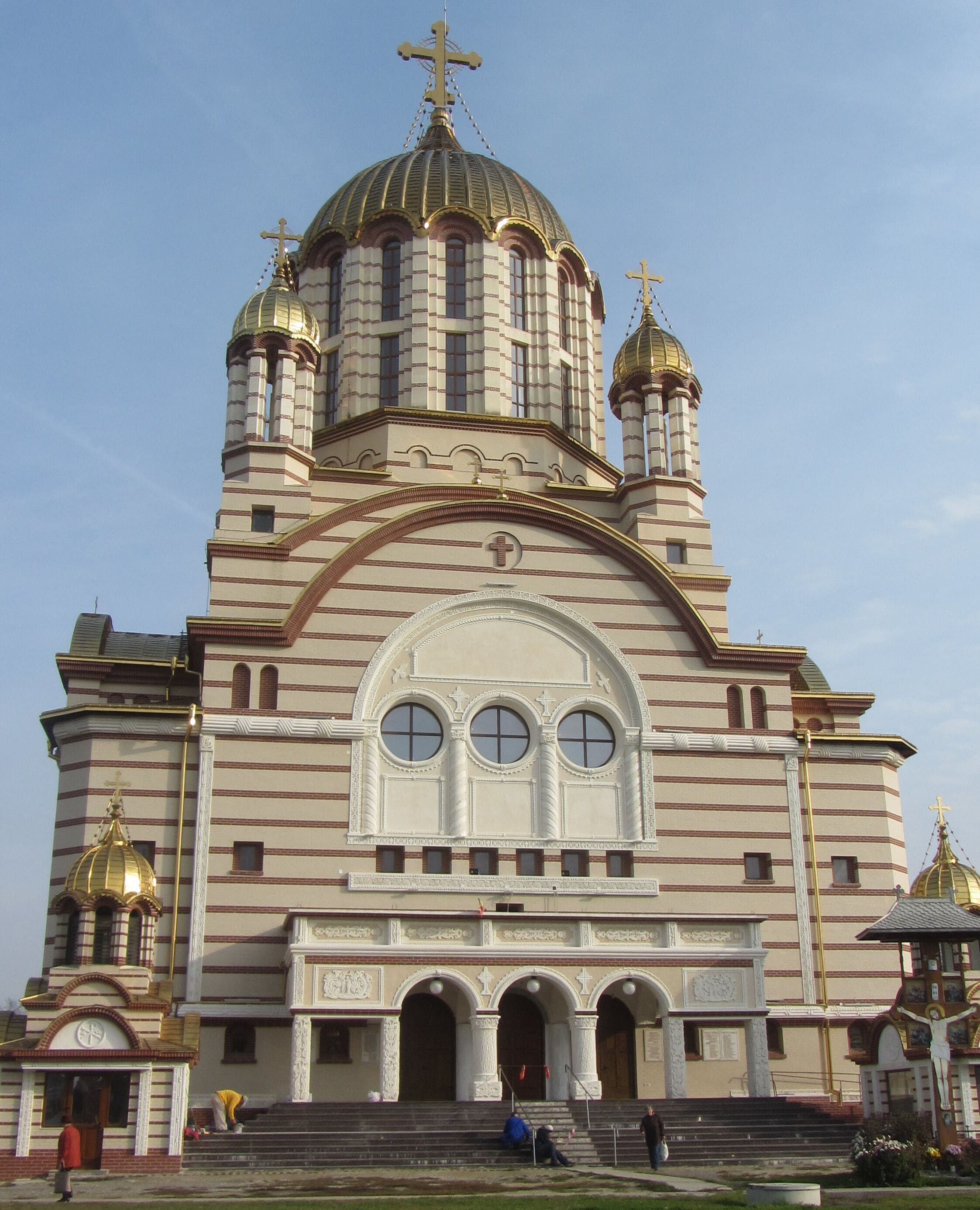 New and imposing cathedral in Fagaras, Transilvania, Romania.