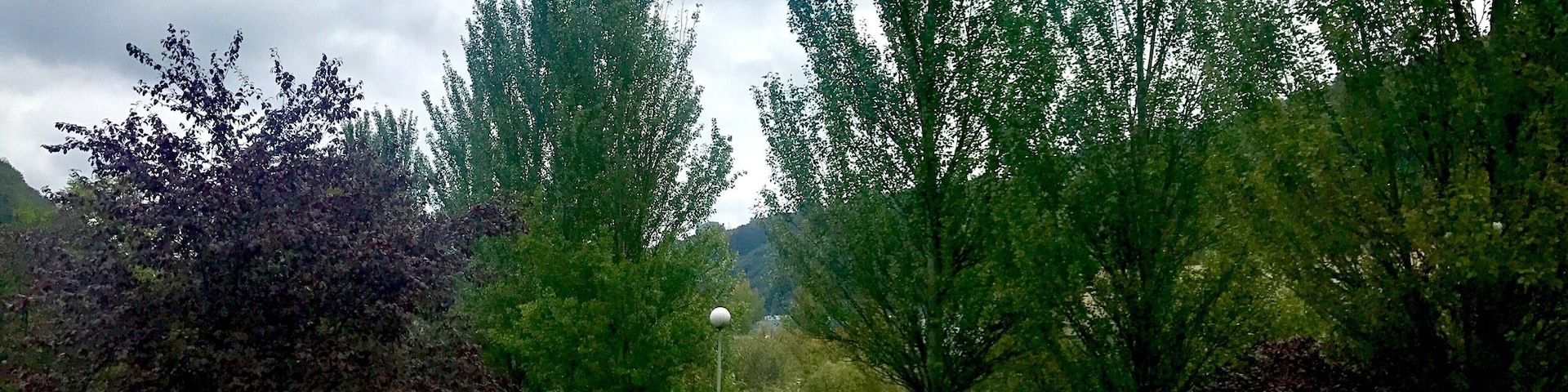 The El Salvador Road, a variant of the Saint James Road between Leon and Oviedo (Uviéu, in the Asturian language), as it passes through Mieres, on the banks of the Caudal river, in El Pedroso.