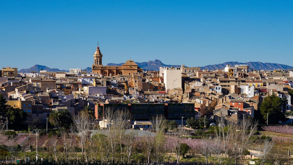 Cieza with its church, Parroquia La Asuncion in the Murcia region in Spain