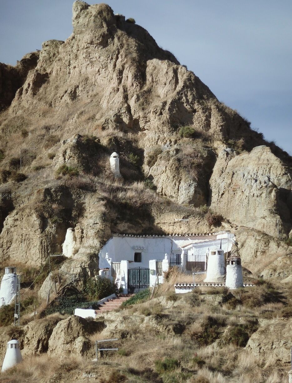 Typical "Casas Cueva" in Guadix. Houses carved in tuff rocks

