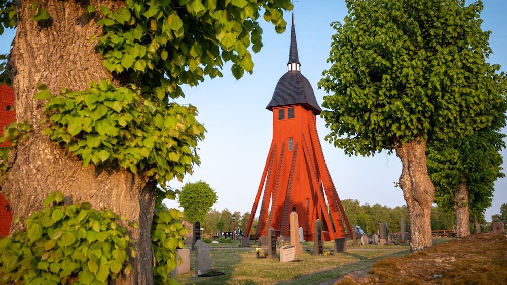 Red old Mellby church in Sweden