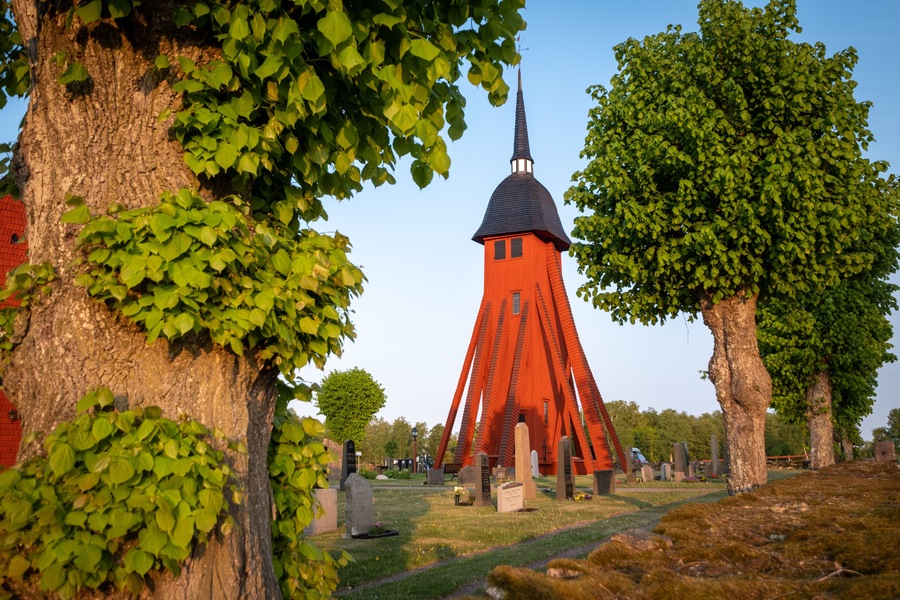 Red old Mellby church in Sweden