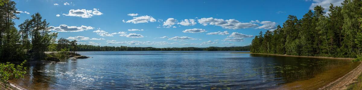 Panorama of a lake in Sweden at a beautiful summer day, Eksjö region