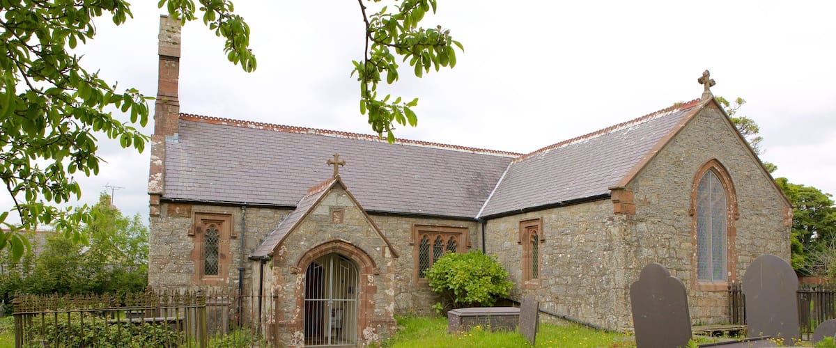 Pentraeth which includes a church or cathedral and a cemetery