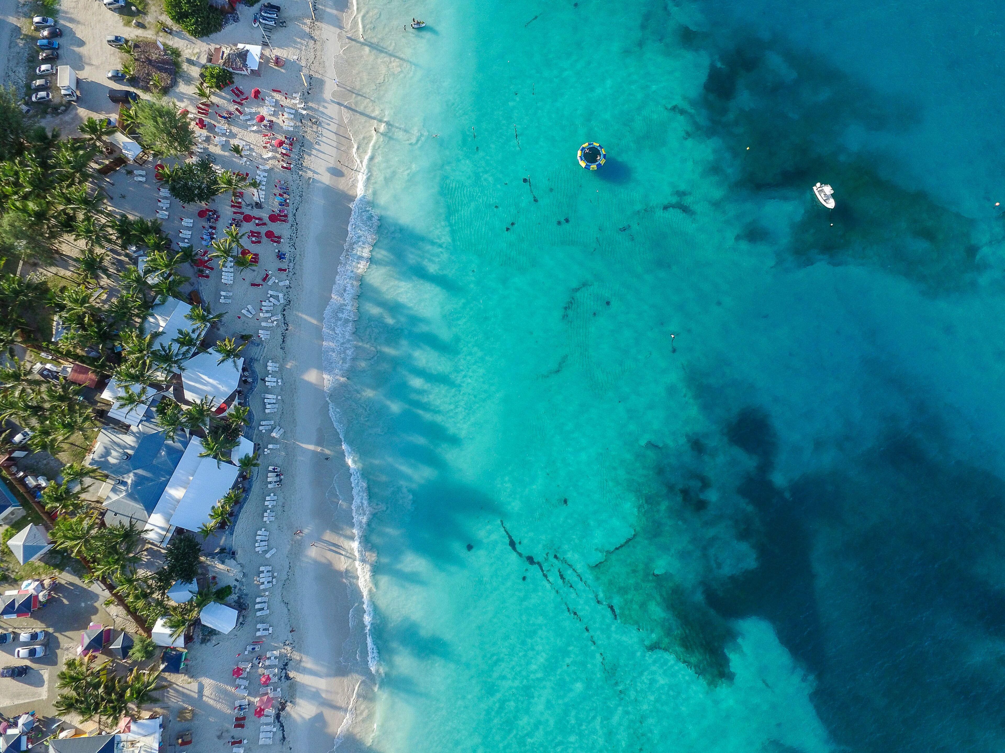 Aerial view of Saint Martin Beaches