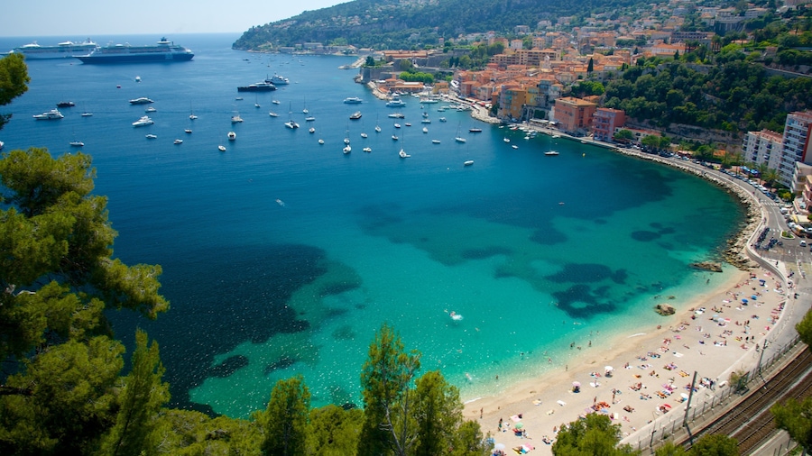 French Riviera which includes general coastal views, a coastal town and a bay or harbor