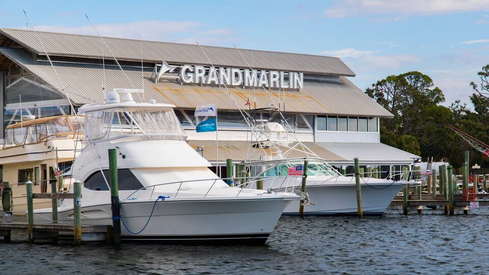 Panama City featuring signage and a bay or harbor