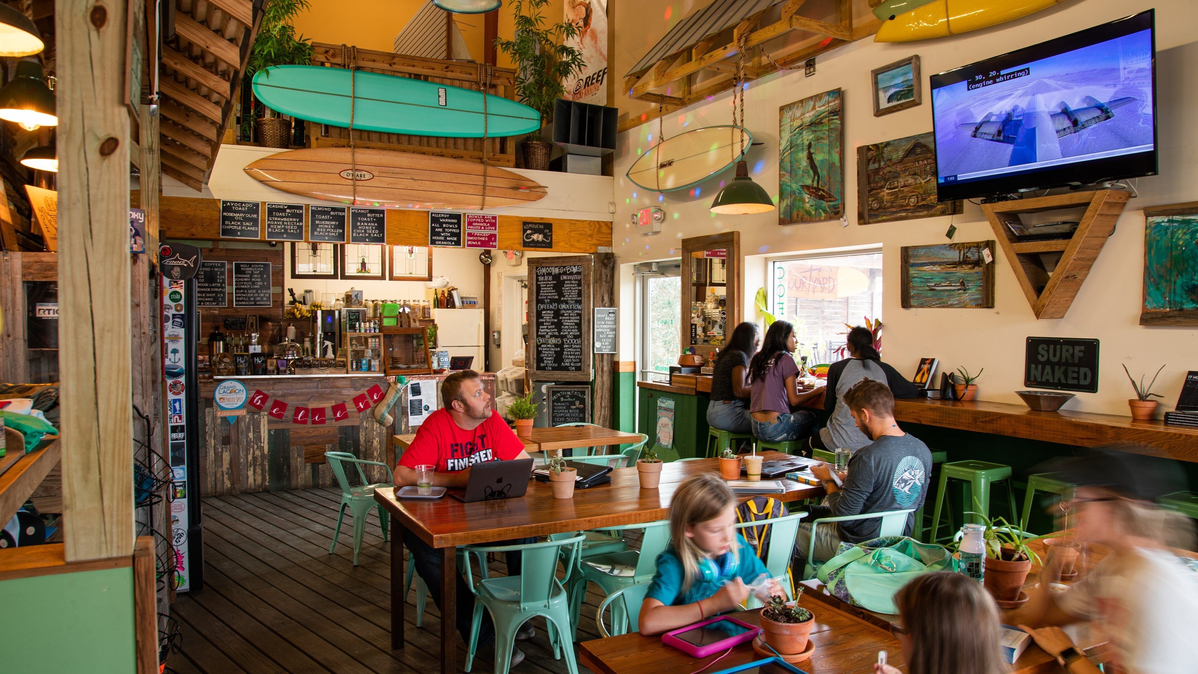 Panama City showing a bar and interior views as well as a small group of people