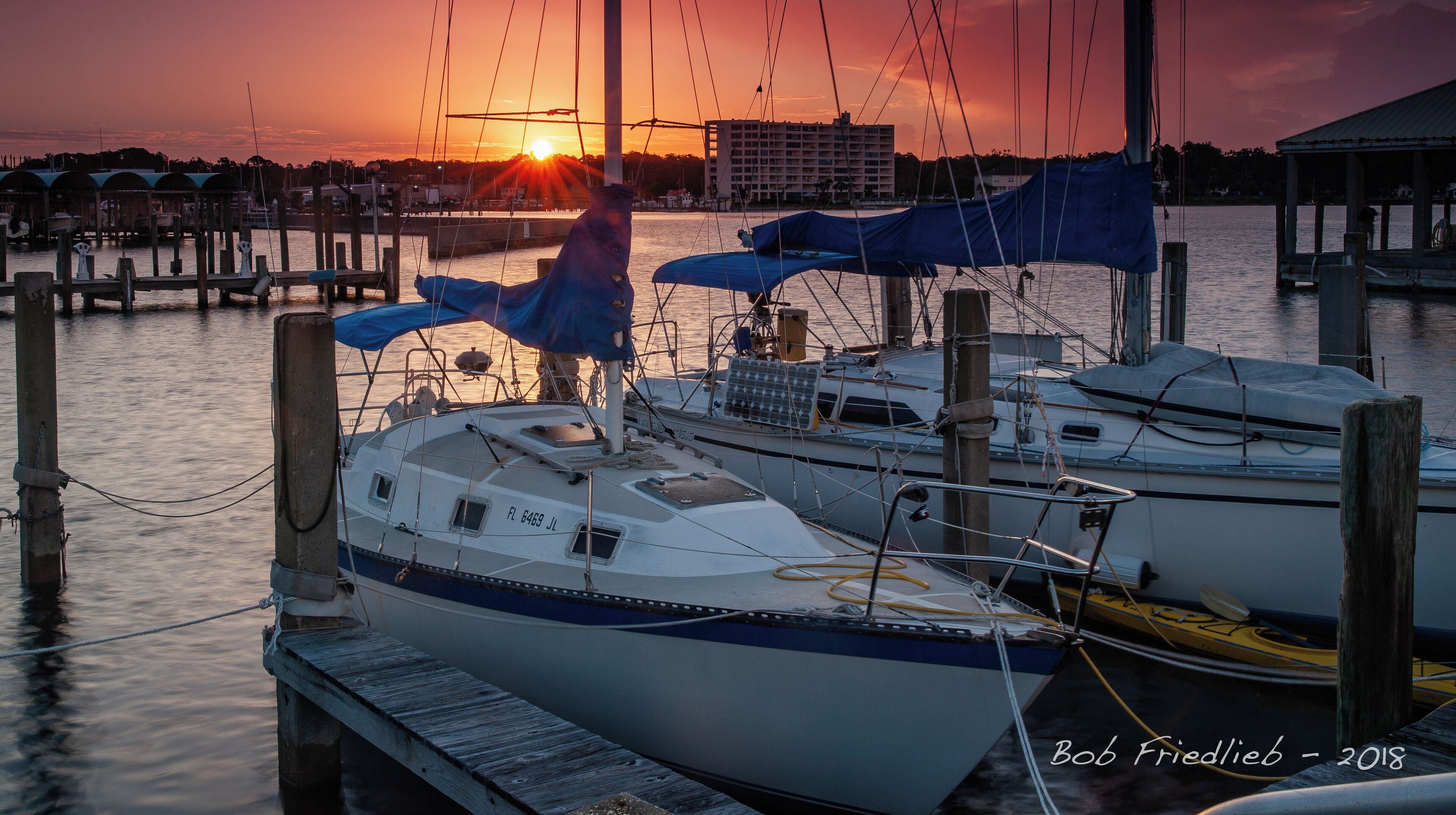 Sunset at the marina in Panama City shot one month before hurricane Michael.