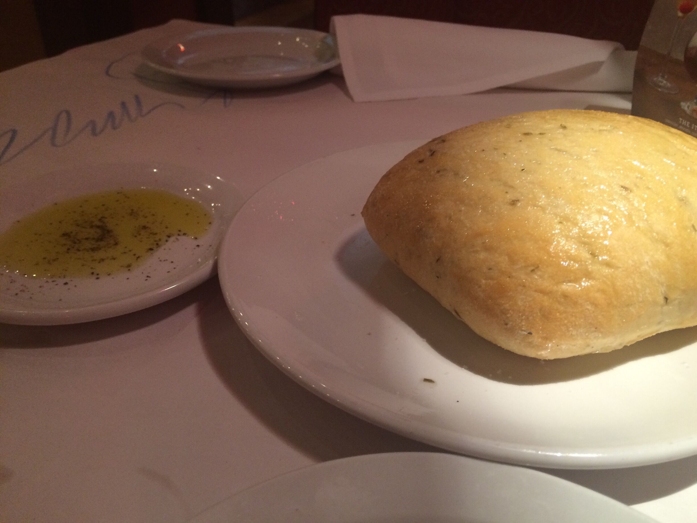 Rosemary bread with garlic olive oil dipping sauce. Yum