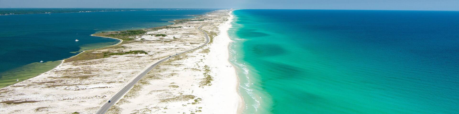 Aerial view of Opal Beach in Pensacola, Florida