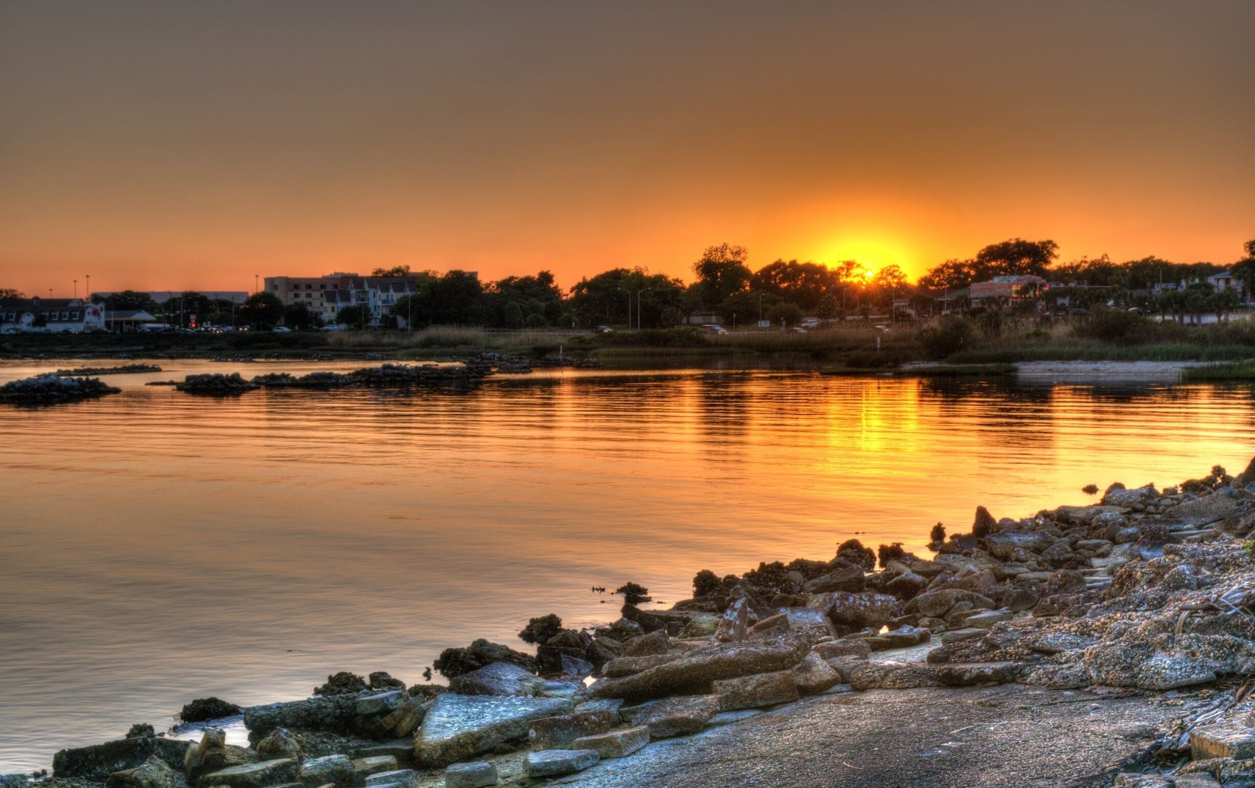 Beautiful sunset overlooking Pensacola Bay in northwest Florida. Great spot to fish or just relax. In between the beach and downtown area, just a few minutes drive from each. #colorful #pensacola #sunset #veryorange