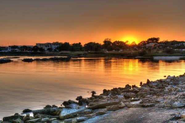 Beautiful sunset overlooking Pensacola Bay in northwest Florida. Great spot to fish or just relax. In between the beach and downtown area, just a few minutes drive from each. #colorful #pensacola #sunset #veryorange