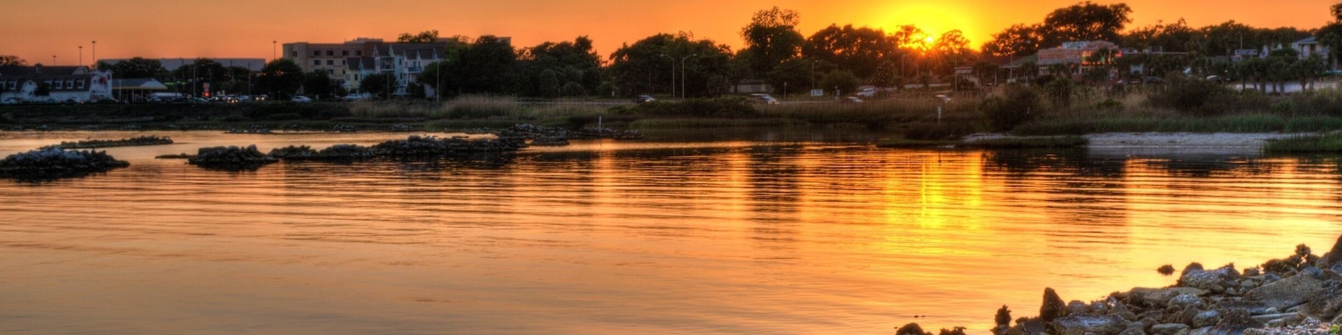 Beautiful sunset overlooking Pensacola Bay in northwest Florida. Great spot to fish or just relax. In between the beach and downtown area, just a few minutes drive from each. #colorful #pensacola #sunset #veryorange