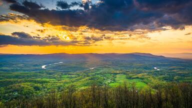 Sunset over the Shenandoah Valley from Skyline Drive in Shenando