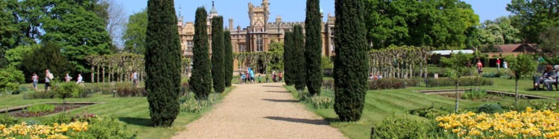 Formal Garden, Knebworth House, Hertfordshire. Knebworth House has been home to the Lytton Family since 1490.