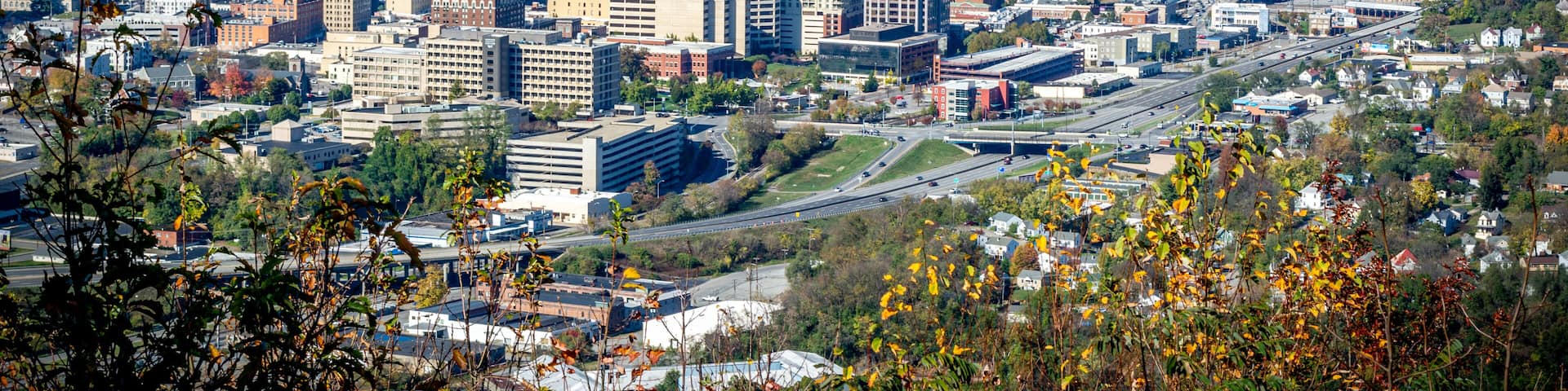 Roanoke, Virginia/USA – November 2 2019: Roanoke Valley Overlook from Roanoke Star