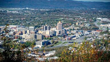 Roanoke, Virginia/USA – November 2 2019: Roanoke Valley Overlook from Roanoke Star
