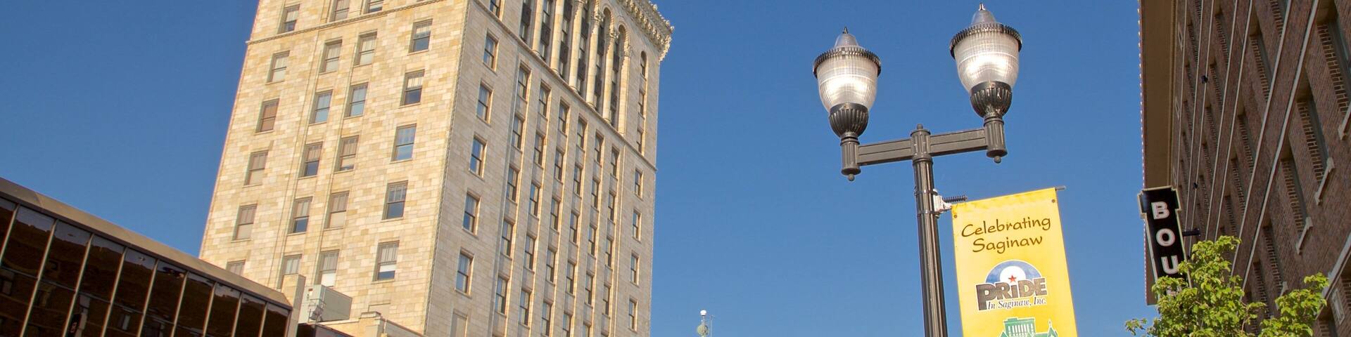 Saginaw which includes signage and a city