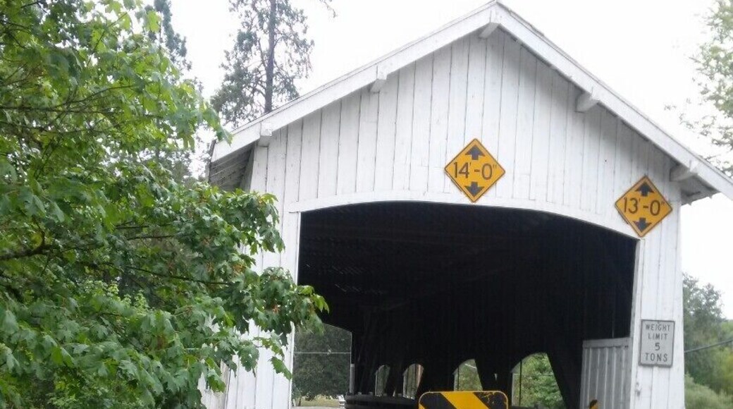 An old covered bridge less than two miles off Highway 138. Worth a quick detour.