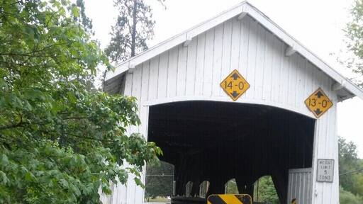 An old covered bridge less than two miles off Highway 138. Worth a quick detour.