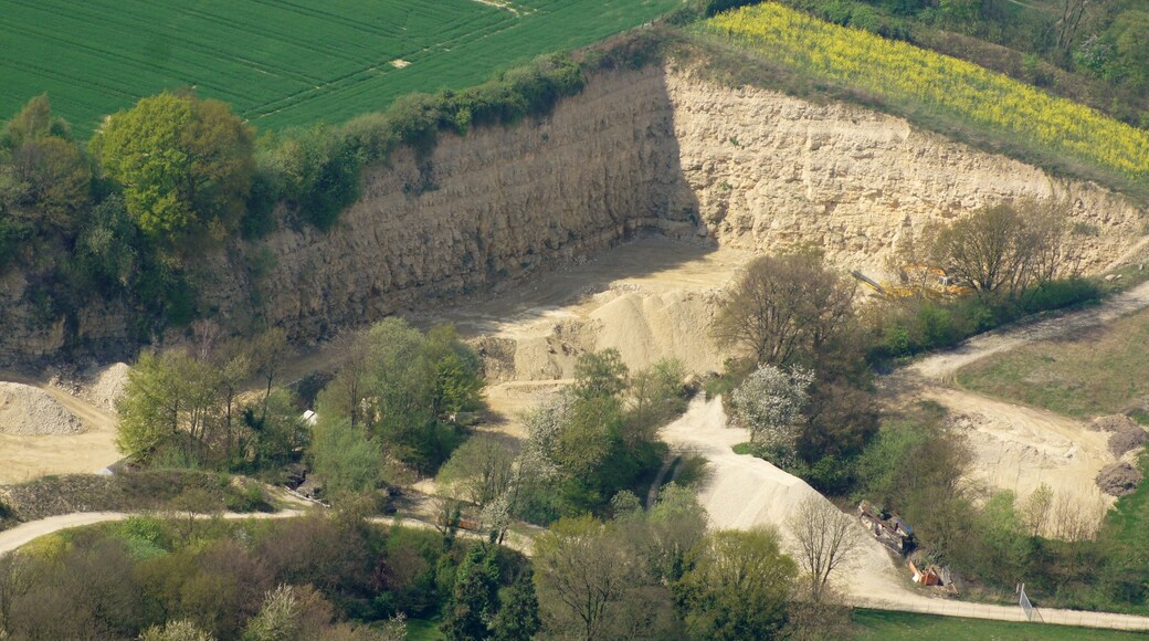 Steinbruch Fark (Nottuln) in den Baumbergen. Die Aufnahme entstand während des Münsterland-Fotoflugs am 12. April 2014. This file was uploaded with Commonist.