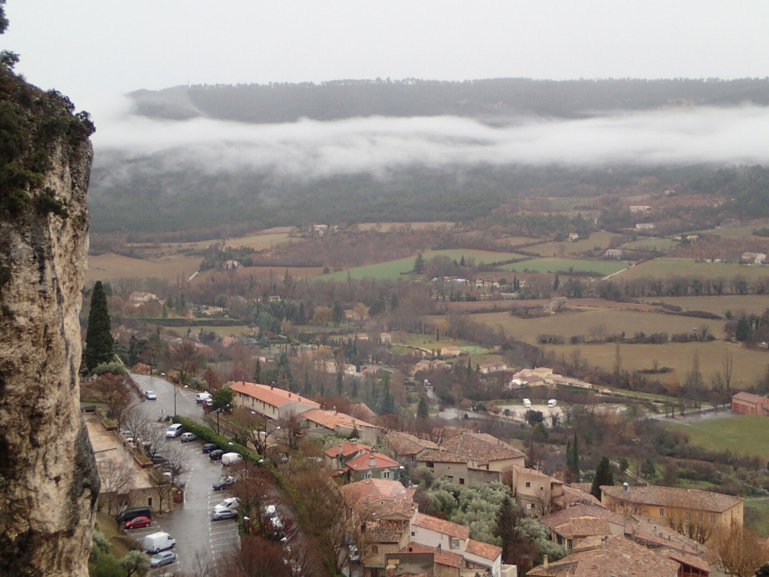 Clear view of the village below