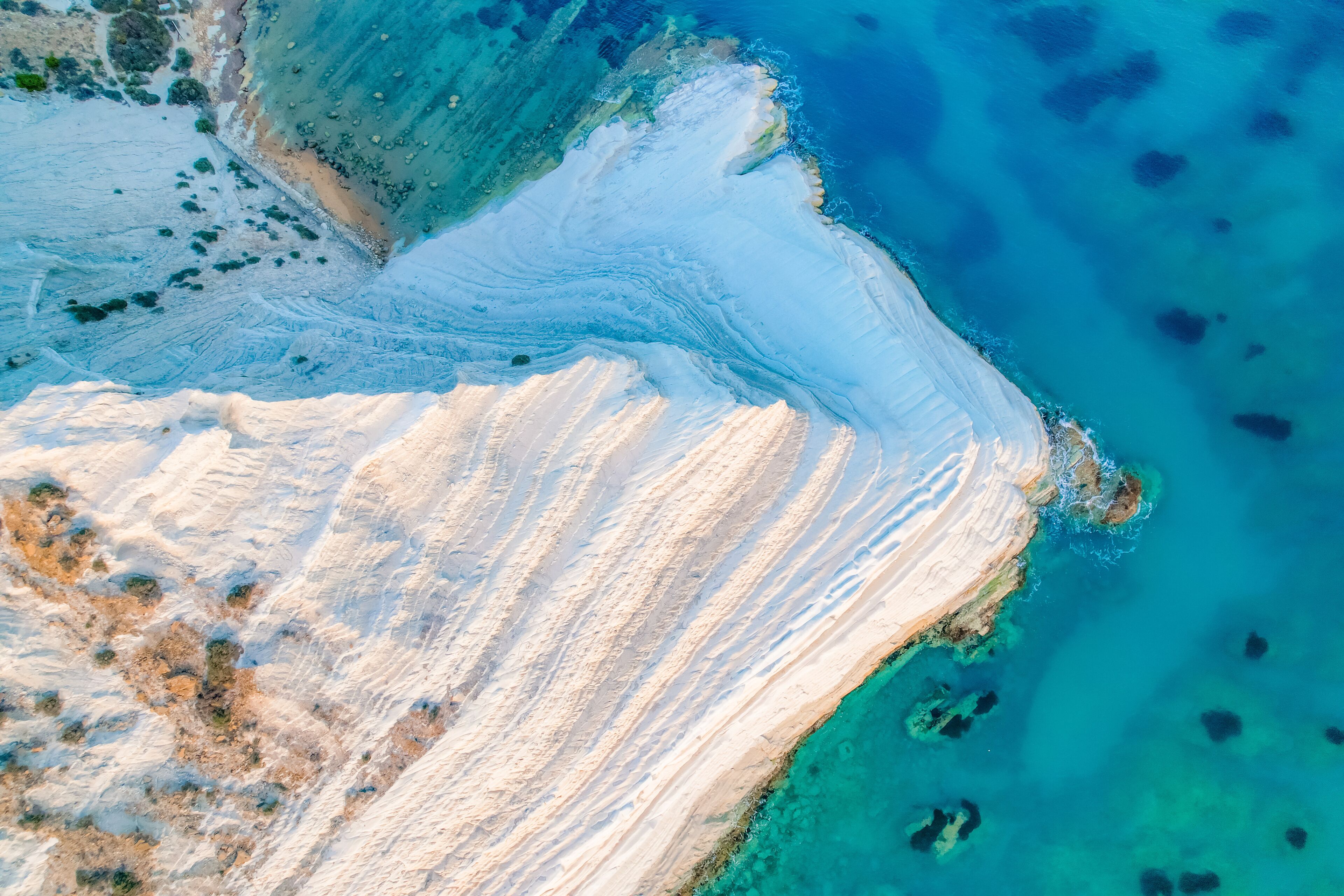 Stair of the turks, White Scala dei turchi in Agrigento, Sicily. White rocky cliff on the coast in the  of Porto Empedocle