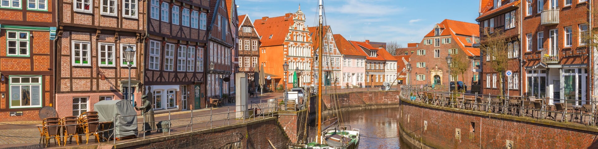 Old harbor at the old town of Stade, Germany