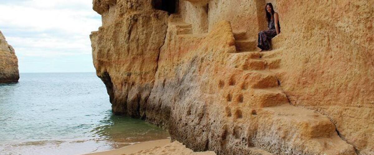 Awesome little path carved in sandstone on the western wall of a hidden beach! #beach
