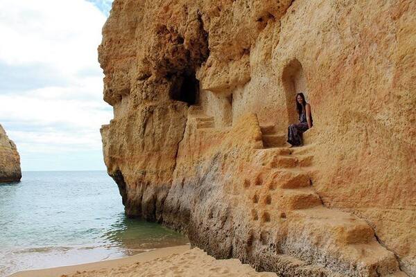 Awesome little path carved in sandstone on the western wall of a hidden beach! #beach