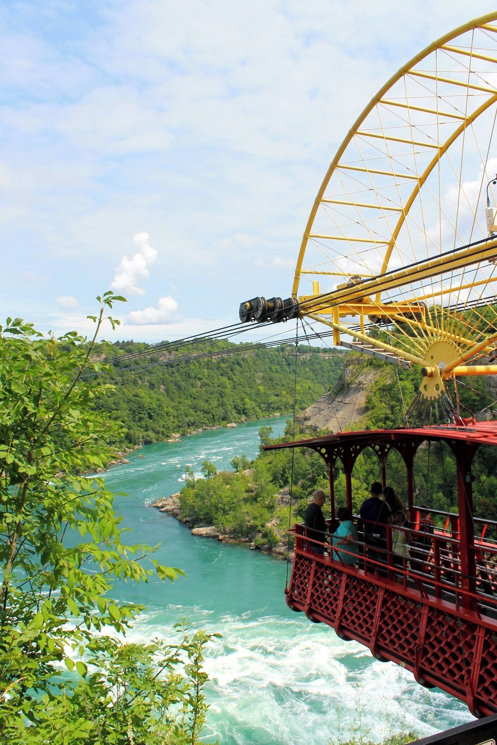 Mildly terrifying dangling over level 5 rapids, but worth it for the incredible view. You are also technically in two countries at once.
