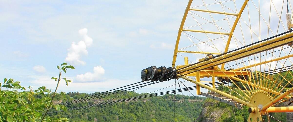 Mildly terrifying dangling over level 5 rapids, but worth it for the incredible view. You are also technically in two countries at once.