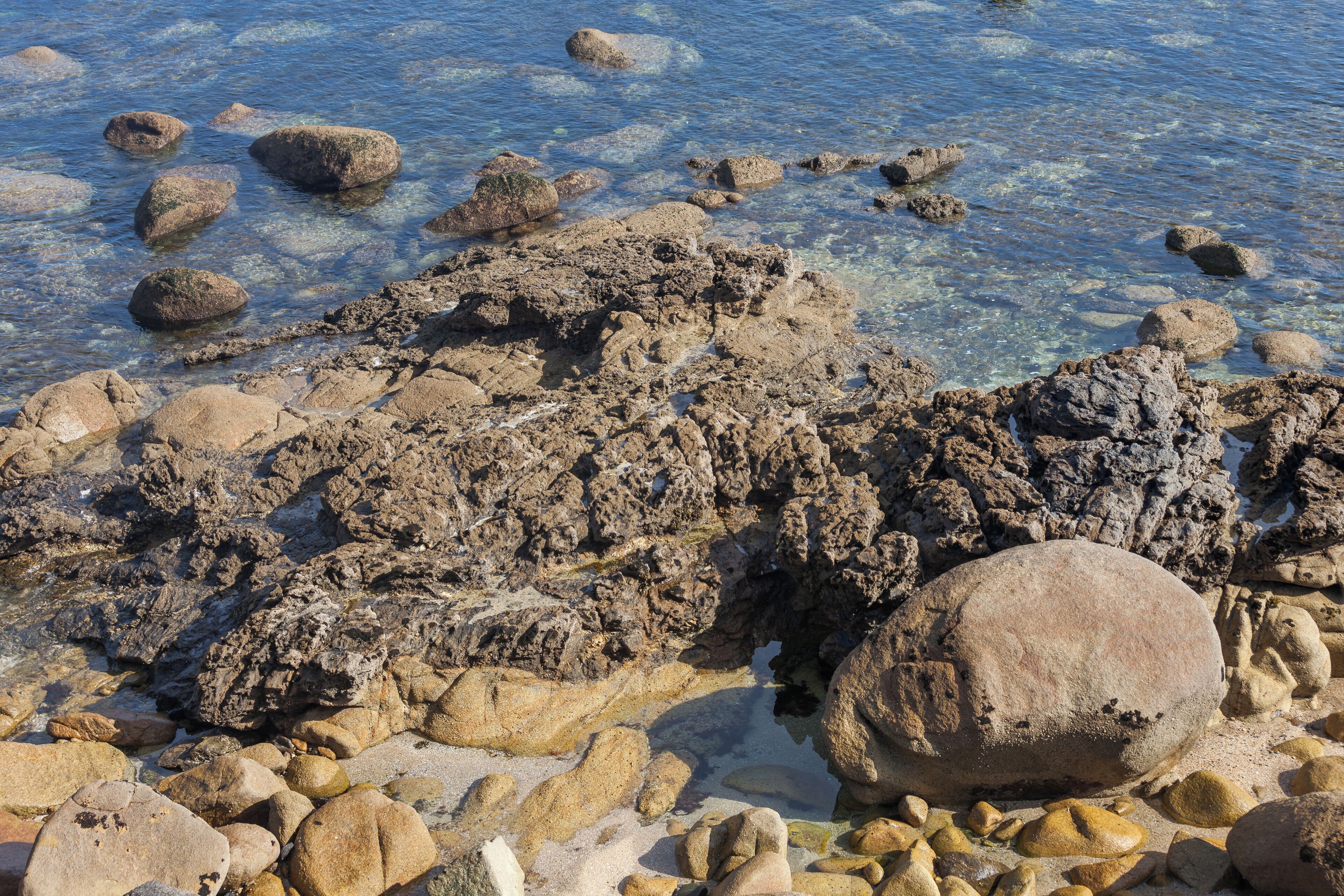 Stones near the Hermitage of Nosa Señora da Lanzada, Noalla, Sanxenxo, Galicia (Spain).