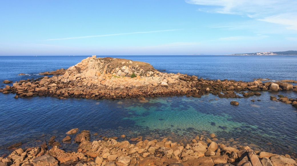 Small island seen from the Hermitage of Nosa Señora da Lanzada, Noalla, Sanxenxo, Galicia (Spain).