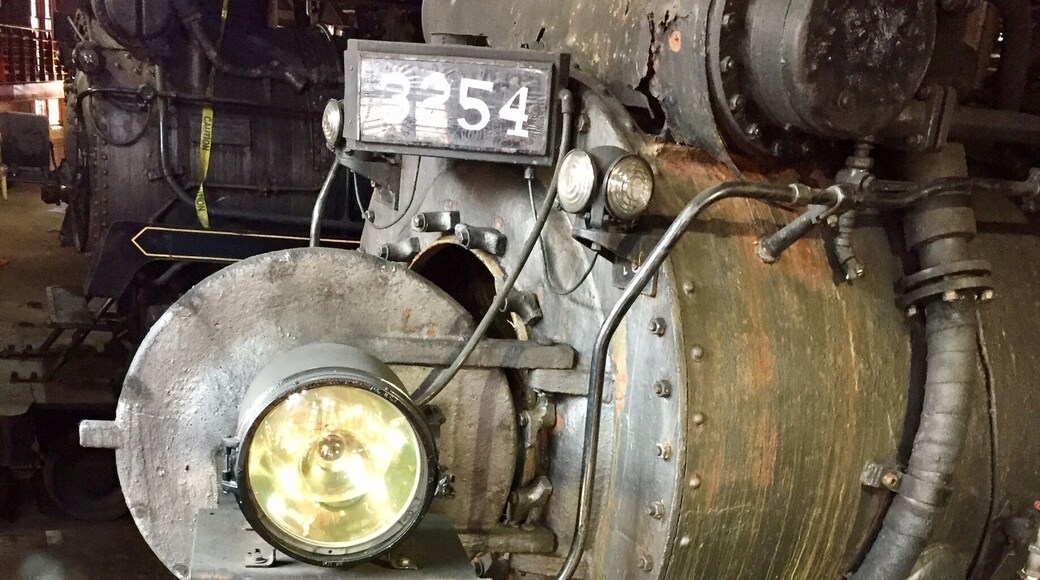 The 1902 roundhouse is still used to restore and service the locomotives that are on display here.