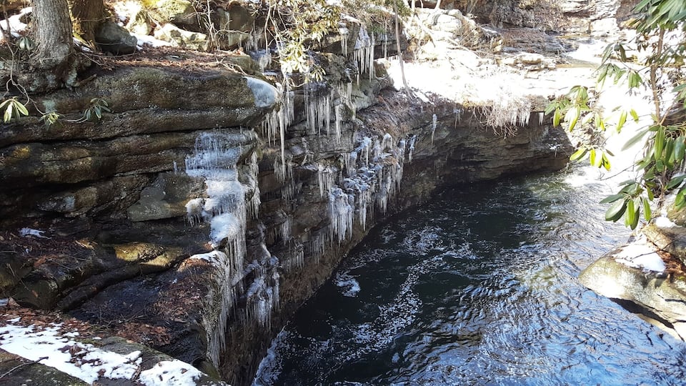 In the gorge at Nay Aug Park #gorge #water #icicles #parks