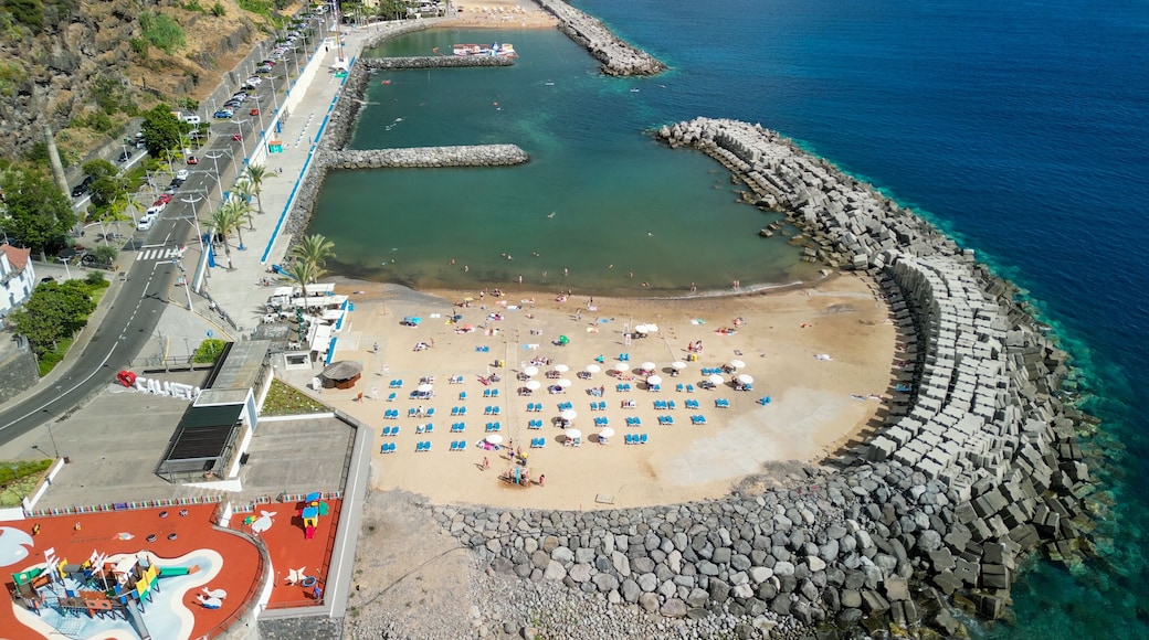 Aerial view of Calheta Beach in Madeira