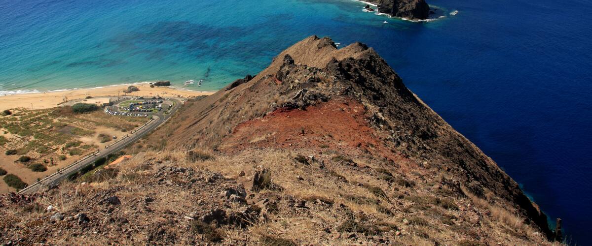 Calheta beach and Ilheu de Baixo island, Madeira Islands, Portugal